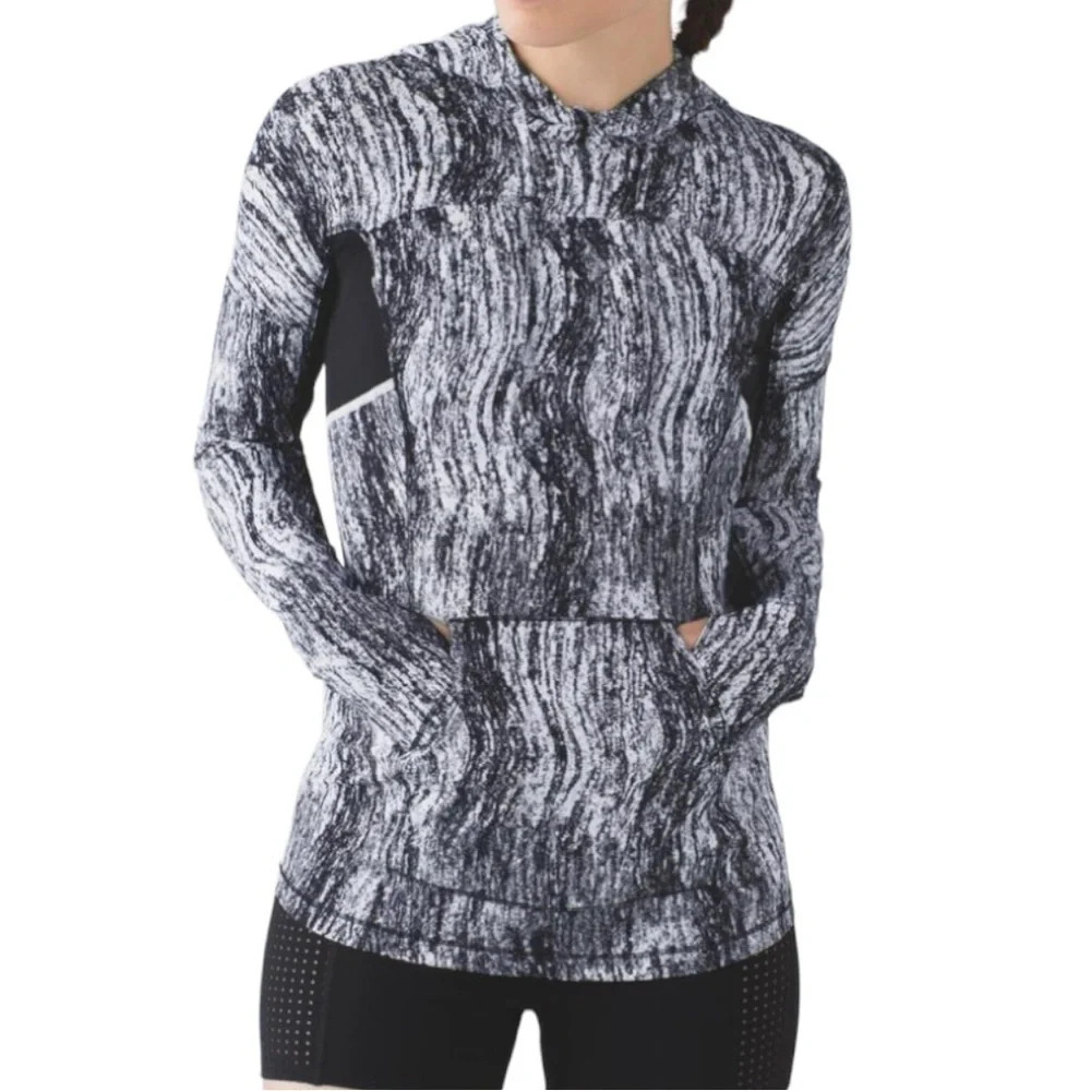Lululemon Women’s Runbeam Hoodie In Texture Twist White Black No Size Dot W3A86S
